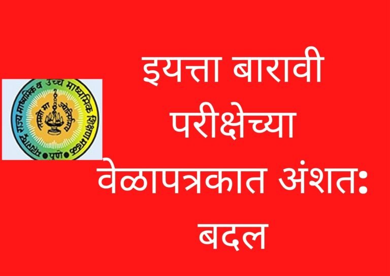इयत्ता बारावी परीक्षेच्या वेळापत्रकात अंशत: बदल