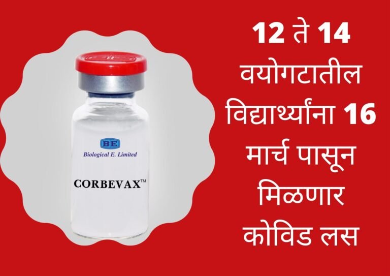 COVID-19 Update 12 ते 14 वयोगटातील विद्यार्थ्यांना 16 मार्च पासून मिळणार कोविड लस